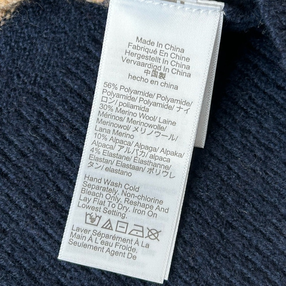 J. Crew Women’s Chunky Crewneck Sweater in Supersoft Yarn Navy/Camel Large NWT - Picture 12 of 16